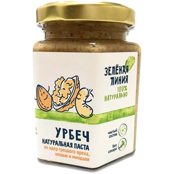 Паста Урбеч ассорти из орехов Зелёная Линия, 190г, 3 шт.