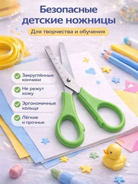 Детские безопасные ножницы для бумаги, с закруглёнными концами для творчества и обучения
