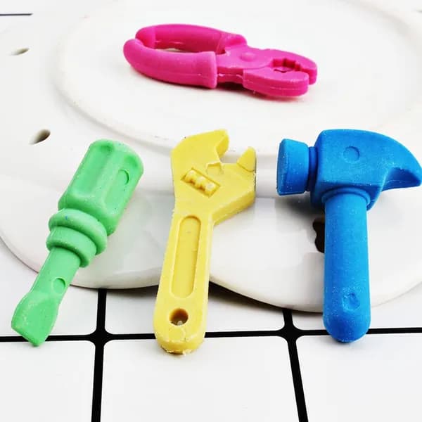 Набор ластиков в форме инструментов разноцветных, для удаления карандашных линий, 4 шт