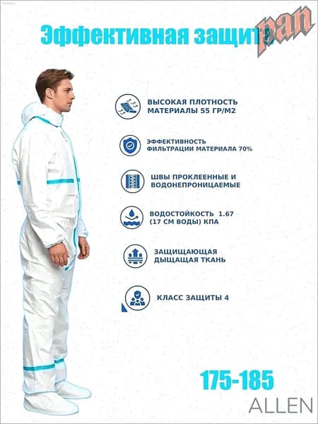 одноразовый, защитный, костюм химзащиты для маляра каспер Комбинезон защитный XXL 1штук