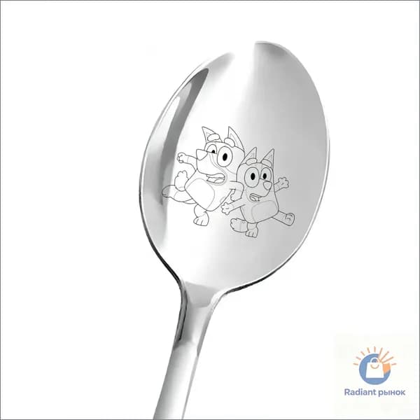 Столовый набор для детей из нержавейки с персонажем Бинго, премиумвилка и ложка от Bluey, применяемый в быту, вручается как качественный подарок на день рождения Vepul