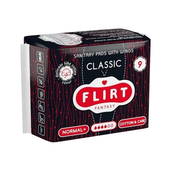 Гигиенические прокладки Fantasy FLIRTclassic -cotton & care 4 капли 9 шт