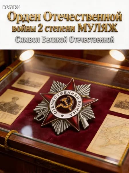 Муляж ордена Отечественной войны 2 степени, из латуни с креплением на штифте и гайке для коллекции и экспозиции