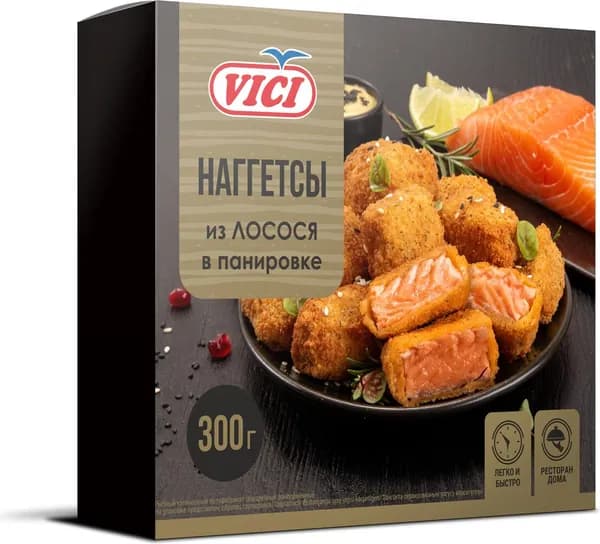 Наггетсы лососевые филе-кусочки в панировке 300 г, VICI, замороженные