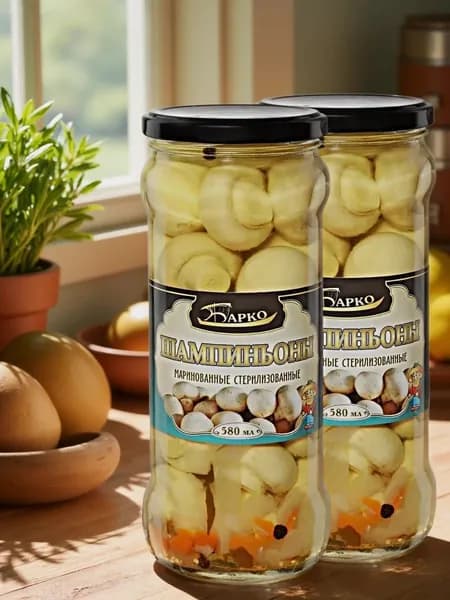 Шампиньоны Барко маринованные 580гр (Набор из 2шт)