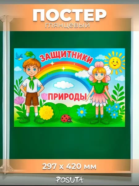 Постер на стену обучающий защитники природы