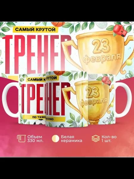 Кружка на 23 февраля подарок тренеру по тхэквондо