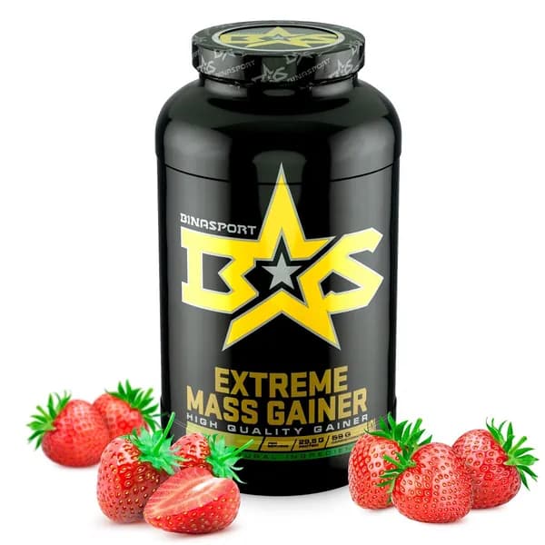 Гейнер для набора массы 1500 г со вкусом клубники Binasport Экстрим Масс "EXTREME MASS GAINER"