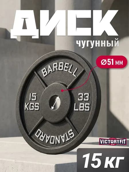 Диск 51 мм. чугунный окрашенный 15 кг (модель: D4)