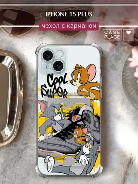 Чехол на iPhone 15 Plus с картхолдером граффити
