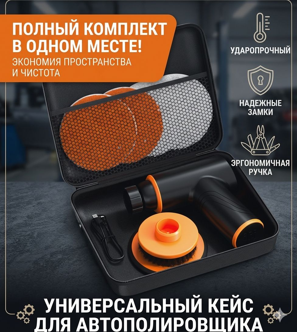 Жесткий кейс-органайзер для автомобильного пылесоса и инструментов, 22х18х7 см, защитная сумка чехол из ЭВА и ткани Оксфорд