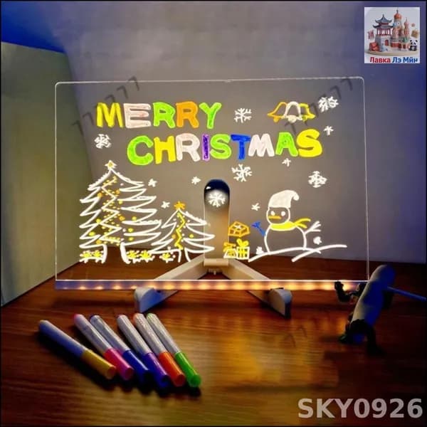 Эксклюзивная светящаяся доска для рисования 30x20 см, применяемая как стильный ночник для детского сна и насто