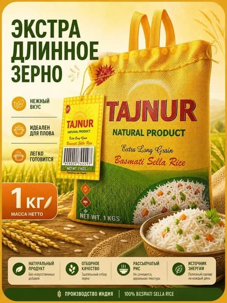 Рис индийский басмати 1 кг, длиннозерный- рис