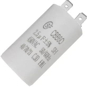 CBB60 2.5uF 450V пусковой конденсатор 2.5 мкФ, 450 В, 2 клеммы