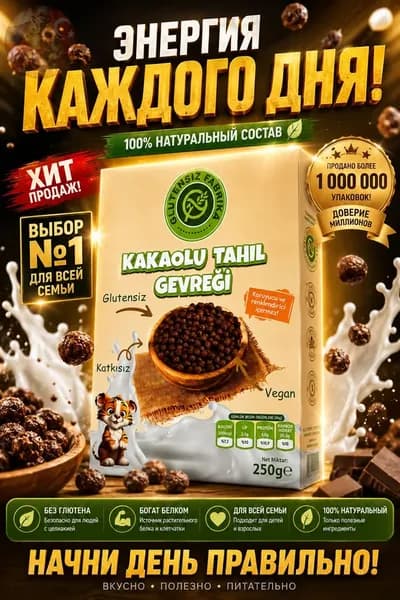 GLUTENSIZ FABRIKA Безглютеновые хлопья с какао 250 г