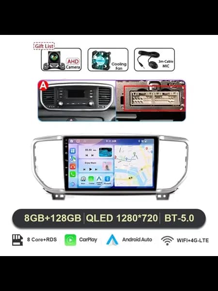 Мультимедиа Android 16 для KIA Sportage 4 (2018-2021), 8G 12