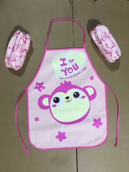 Детский фартук с рукавами "I ❤️ You" розовый, Elinfant
