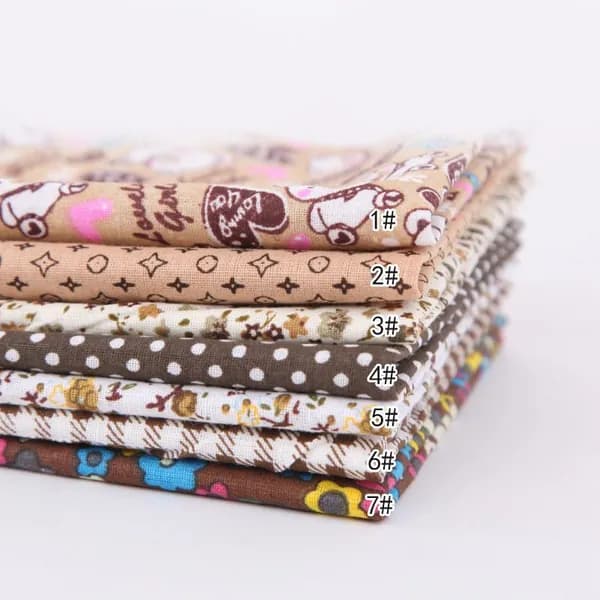 Цветочная печать хлопке Ткань patchwork 7 шт размером 25х25 см