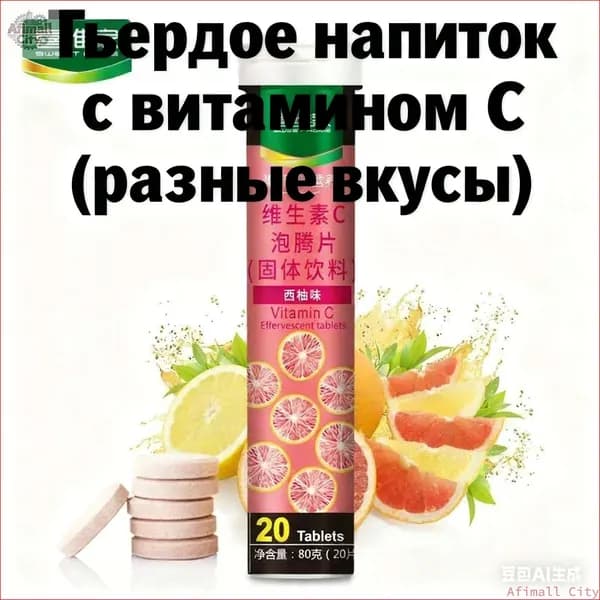 Эффервецентные таблетки с витамином CТвердое напиток 12 фруктовых вкусовБыстрорастворимый и полезный