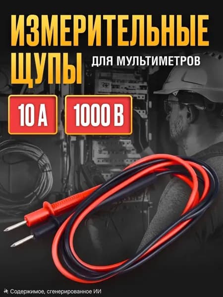 Щупы для мультиметра токоизмерительные, 10А, 1кВ, черные/красные, 2 шт.