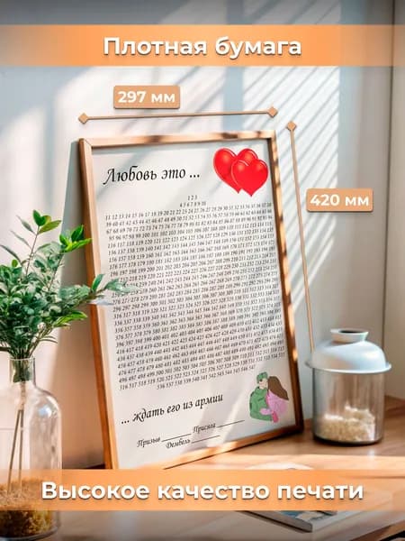 Постер на стену Love is календарь ДМБ