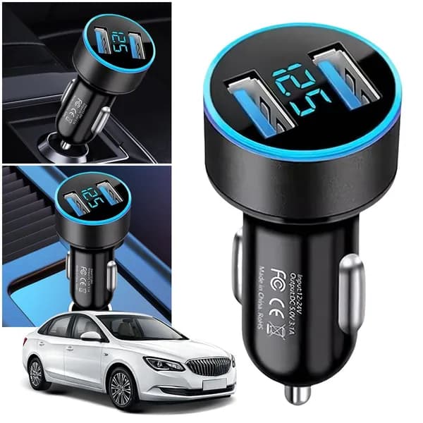 Автомобильное зарядное устройство с USB-портами и PD-поддержкой, 36 Вт, цифровой дисплей