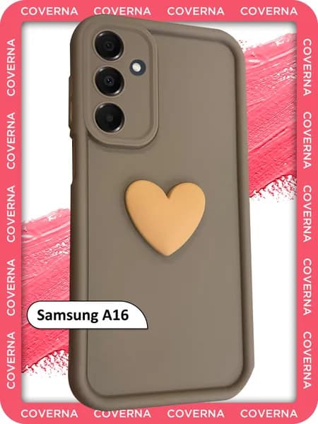 Силиконовый чехол на Samsung A16, для Самсунг А16 с объёмным 3D сердцем и высокими бортиками