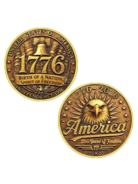 Памятная медаль 250-летие США 1776-2026, Юбилей Независимости, сувенир с цветной эмалью