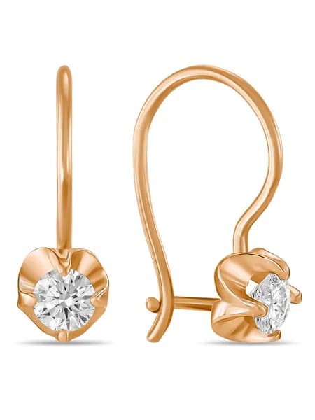 Серьги детские из красного золота с фианитами MIUZ Diamonds