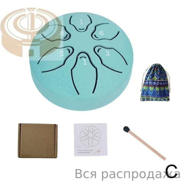 Мини-глюкофон 3 дюйма, 6 нот, стальной барабан для языка