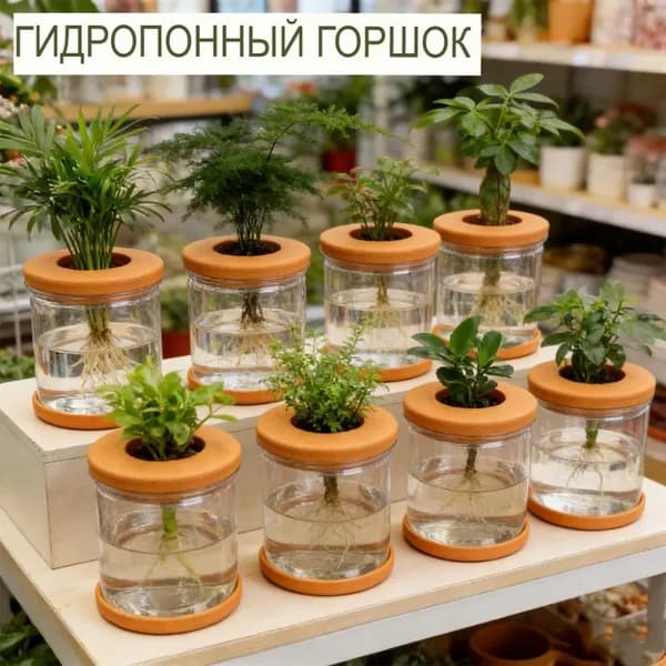 Кашпо с автополивом 11 см, 1 шт, цвет коричневый, прозрачный