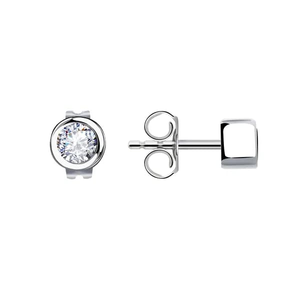 Одиночная серьга из белого золота DIAMANT-ONLINE с фианитом 585 пробы