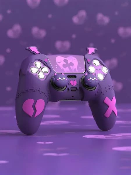 PlayVital силиконовый чехол Gothic Imp Series для геймпада PS5, антискользящий, с 4 насадками на стики и 6 стикерами, совместим с зарядной станцией, фиолетовый