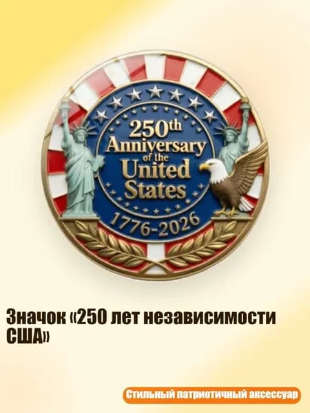 Значок 250 лет независимости США , Серебро - 12