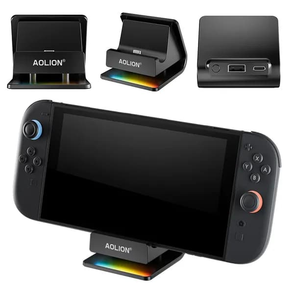 Зарядная станция для Nintendo Switch 2 с RGB-подсветкой и USB 2.0