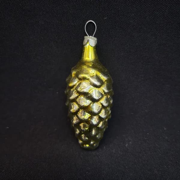 Елочная игрушка новогодняя. Винтажная шишка СССР из стекла, подвесное украшение для елки