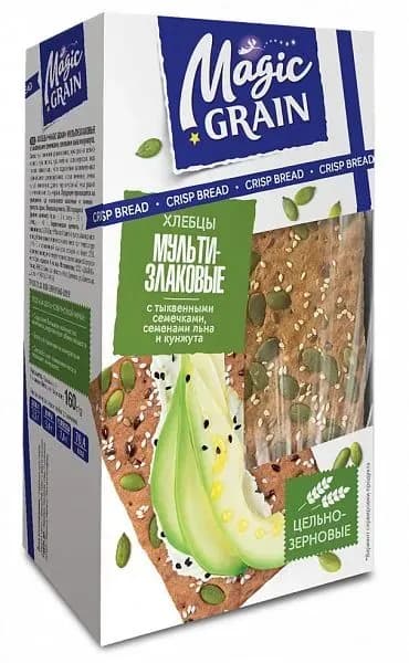 Хлебцы Мэджик Грейн Magic Grain Мультизлаковые с тыквенными семечками, семенами льна и кунжута,160