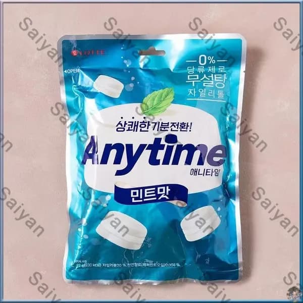 Безсахарные корейские конфеты Lotte Anytime трехслойные мятно-молочные