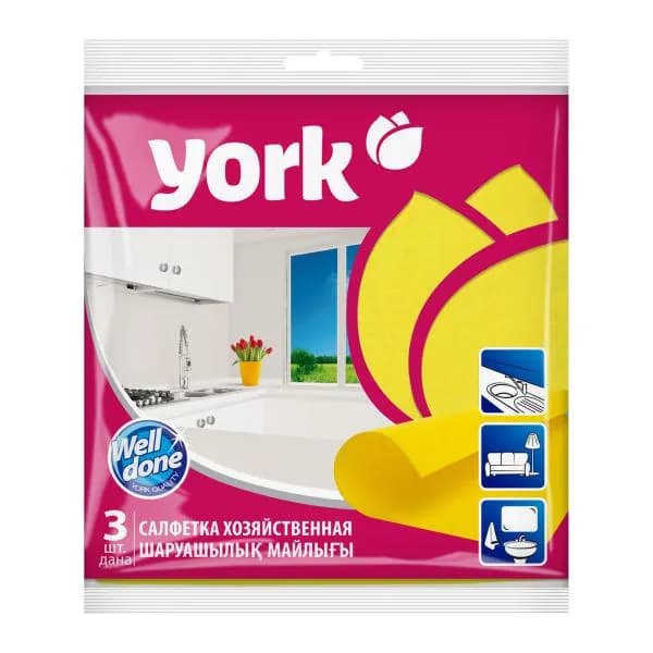 Салфетка York Azur хозяйственная 85г/м2 вискоза 35*35см 3шт