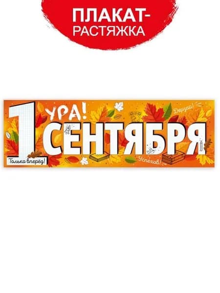 Плакат на стену детям для школы 1 сентября картон 92х29 см