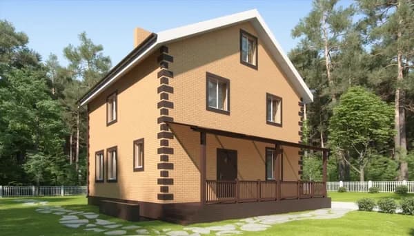 149,45 м2 - Проект для ипотеки и строительства дома 22-0013А (10,13*10,13 м, газобетонный блок 400 мм, облицовочный кирпич)