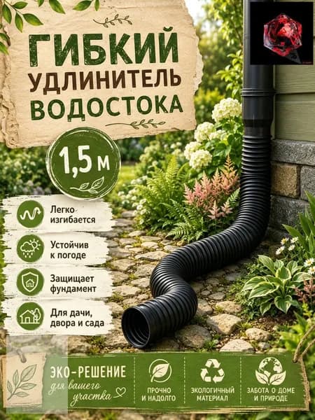 Удлинитель водостока 50-160 см для защиты фундамента, телескопическая дренажная труба, гибкая гофра отвода воды