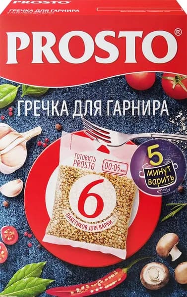 Крупа гречневая PROSTO ядрица быстроразвающаяся, в пакетиках, 6х62, 6пак