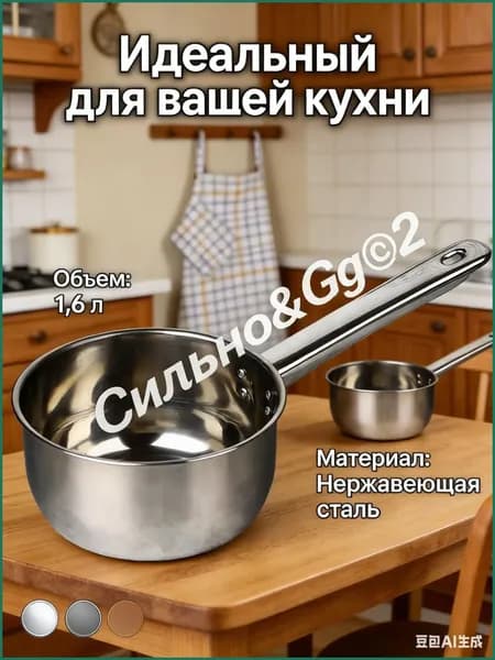 Ковш хозяйственный "218", нержавеющая сталь, 1.6 л, 1 шт