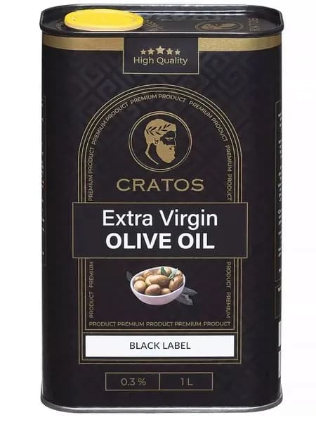 Масло оливковое Cratos Black Label ,Extra Virgin ,нерафинированное холодного отжима, Греция 1 литр