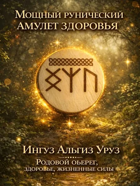 Рунический амулет, оберег здоровья привлечения жизненной силы, рунический талисман Ингуз Альгиз Уруз от негатива и сглаза, оберег с рунами здоровье и востановление сил