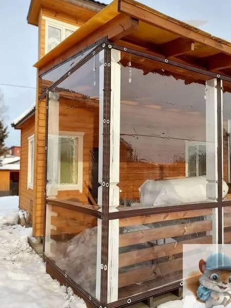 Мягкое окно 3х2м с люверсами коричневая окантовка