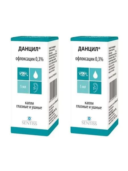 Данцил, капли глазные и ушные 0.3%, 5 мл 2 уп