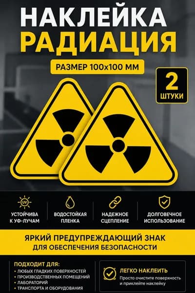 Наклейка Радиация 100*100мм - 2шт