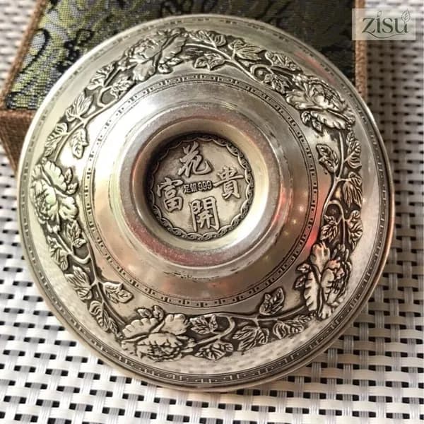Чаша столовая антикварная, посеребренный металл, оранжевый, 1921-1940 гг